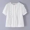 Comercio Exterior Transfronterizo Europeo y Americano Verano 2026 Nuevo Estilo Francés Fresco y Dulce Cuello Redondo Encaje Patchwork Camisa de Commuter Top