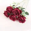 Tecido de seda sintética flor de rosa flor artificial única flor artificial casamento casa Dia dos Namorados decoração buquê de alto padrão parede