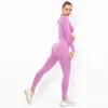 Traje de Yoga de Punto sin Costuras Europeo y Americano Moldeador de Cadera Alta Elasticidad Sexy Fitness Running Media Luna Traje de Dos Piezas Mujer