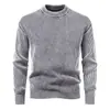 2025 Exportación Otoño e Invierno Nuevo Americano Retro Tejido de Punto Engrosado Tejido de Punto para Hombre Cuello Redondo Color Puro Moda Casual Tejido de Punto