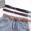 Nuevo Cinturón Ancho para Mujer Estilo Coreano Hebilla Redonda Retro Pantalones de Agujero Completo Distintivos Cinturón Casual de Mezclilla para Estudiante que Combina con Todo