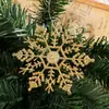 Decoraciones Navideñas Nuevas Transfronterizas Copo de Nieve con Polvo de Plástico de 10 cm Decoración para Árbol Suministros Navideños Colgante
