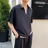 Camiseta tipo polo de seda helada de manga corta para hombre, camiseta fina de verano, estilo dos piezas falsas, cuello en V, manga media, camiseta casual para hombre