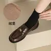 Nuevos mocasines marrones de estilo británico para otoño e invierno, zapatos planos sin cordones de cuero con monedas, zapatos de mujer de cuero genuino
