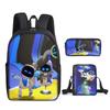 Conjunto de mochila escolar de três peças do robô cósmico Astro Bot, mochila infantil de escola primária, bolsa de ombro, bolsa de lápis