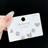 SLBABY exquisitos aretes pequeños con incrustaciones de diamantes, tres pares, aguja de plata s925, elegantes, simples, aretes múltiples
