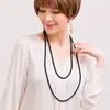 Collar de perlas de vidrio doble para mujer, largo, multicapa, estilo retro, cadena de corte, cheongsam, elegante, combinable con todo.