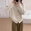 Cardigan Suéter Elegante Colorido com Botões e Gola Redonda para Mulheres, Caimento Solto, Rejuvenescedor, Peça de Outerwear, Cardigan de Tricô, Engrossado para Outono e Inverno