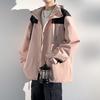 2024 Nueva Chaqueta Exterior para Hombre y Mujer, de Pareja, Bloques de Color, Capucha Desmontable, Impermeable y Cortavientos, Chaqueta Juvenil, Negra