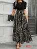 Vestido de impressão floral de alta cintura da moda com temperamento elegante para mulheres europeias e americanas, para o comércio transfronteiriço da Amazon em 2025