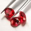 Laboratório de regeneração rubi sintético Oval pontiagudo fundo anel superfície nua pedra artificial sintético pombo vermelho sangue gema