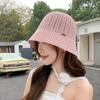 Chapéu de Tricô de Cor Sólida Novo de Verão para Mulheres, Chapéu de Pescador Respirável com Proteção Solar para Uso Externo, Chapéu de Balde Fashion para Mostrar o Rosto, Chapéu de Bacia Pequena Tendência
