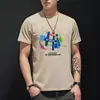 Camiseta de Manga Corta para Hombre Estilo Coreano Moderna Ajustada Cuello Redondo Verano Delgada Estampada Casual Camiseta Tops Talla Grande para Hombres
