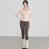 Ropa de Yoga Falsa de Dos Piezas con Cuello Halter Tops Deportivos de Diseño Delgado y Adelgazantes de Manga Larga Otoño Ropa de Entrenamiento Ajustada Venta al por Mayor