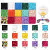 Caja de 15 Compartimentos Caja con Cuentas de Vidrio Pintado de 3 mm Cuentas Acrílicas Más Juego de Hilo Caja Set de Cuentas para Ensartar DIY Hecho a Mano Material