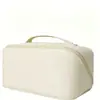 Bolsa de Maquillaje tipo Almohada Plegable, Gran Capacidad, Sensación de Lujo, Bolsa de Almacenamiento de Apertura Amplia, Bolsa de Almacenamiento de PU para Viajes y Artículos de Tocador