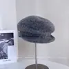 Chapéu de Equitação Britânico Retro de Pressionar Lateral para Mulheres, Boina Newsboy Casual Elegante de Inverno, Chapéu Bico de Pato Quente e Afina o Rosto, Tendência