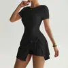 Falda Pantalón de Yoga Personalizada Transfronteriza, Ajustada, Espalda Bonita, Falsa de Dos Piezas, Fitness al Aire Libre, Deportiva Antiexposición, Falda de Tenis para Mujer