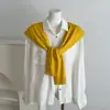 Sensação de Luxo Leve, Xale de Lã e Seda de Gelo com Design de Nó, Estilo Coreano, Fino e Macio para Primavera e Verão, Adequado para Ambientes com Ar Condicionado, Xale de Tricô para Mulheres