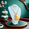 Collar con Colgante Rectangular de Ámbar y Cera de Abejas Blanca Rusa, Colgante de Gota de Agua, Cadena para Suéter, Colgante para Hombres y Mujeres