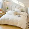 Estilo Coreano Fresco e Simples Todo Algodão Musseline Dupla Renda Estilo Conjunto de Quatro Peças Capa de Edredom de Algodão Puro Lençol com Elástico Estilo Conjunto de Três Peças Roupa de Cama