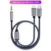 Cabo de áudio para carro tipo C para celular Apple, cabo AUX multifuncional três em um de 3,5 mm para alto-falante