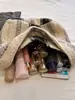 Otoño e Invierno Nuevo Retro Nicho Rayas Cuadros Bolso de Hombro Bolso Tote de Gran Capacidad Bolso de Mano para Viajes al Trabajo Bolso de Hombro Francés
