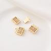 Cor de ouro 14K grade de janela retangular oca que preserva a cor pulseira com fecho de fileira dupla colar acessórios de conexão DIY feitos à mão atacado