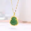 Joias de Hip-Hop Transfronteiriças de Aço Titânio Colar do Buda Maitreya Design de Nicho Feminino Versátil Não Desbota Corrente para Clavícula de Calcedônia