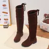 Nuevas Botas Largas de Ante para Niña Otoño/Invierno 2026 Estilo Coreano Botas de Chimenea Lisas de Color Sólido para Niños