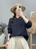 Camisa de gasa bordada de doble capa para mujer, corte holgado, primavera y otoño 2026, versátil, artística, cuello suave, manga larga