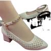 Sandalias de Piel Suave para Mujer Primavera/Verano 2026 Nuevo Estilo Sandalias Transpirables de Malla Perforada Suela Suave Zapatos para Mamá para Mujer