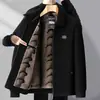 Chaqueta de invierno de chenilla de lana engrosada con cuello alto para hombre, forrada de polar, abrigo de lana cálido para personas mayores, modelo nuevo