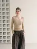 Top de Punto Puramente Atractivo con Escote en U y Pedrería para Mujer, Otoño de Gama Alta Ajustado que Ceñe la Cintura Elegante y Exquisito