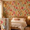 Impresión UV Adhesivo para pared Flor bohemia rojo-naranja Fondo de pared de hotel Impresión personalizada al por mayor