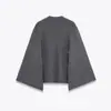 Outono e Inverno 2025 Novo Moda de Rua Europeia e Americana Transfronteiriça Feminina Malha Manga com Fenda Outwear W08 2766