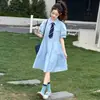 Vestido Camisa Fino de Verano para Niñas 2026 Nuevo Elegante Vestido Infantil con Cuello Polo Estilo Universitario