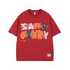 Camiseta de Manga Curta com Estampa de Letras de Design de Marca Americana Trendy Masculina Verão Nicho Casal Solta Algodão Manga Curta Top