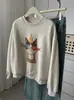 Sudadera Gruesa Estilo Coreano Cuello Redondo para Mujer 2025 Nueva Popular Petite Otoño e Invierno Forro Polar Engrosado Holgada Americana