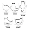 Conjunto de 5 Peças de Anel Moldador para Biscoitos de Gato e Mousse em Aço Inoxidável Ferramenta de Pressionar Fondant para Assar DIY com Relevo