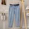 Jeans Vintage Harlan Feminino Verão Fino Cintura Alta Solto Reto Pequeno Cropped Slim Look Calça Radish Dad