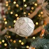 Colgante con Forma de Bola de Navidad Mate Retro Lujo Ligero Copo de Nieve Adorno de Regalo Decoración de Árbol de Navidad Plástico Blanco Dorado Nuevo Estilo