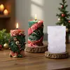Serie Navideña Vela Aromática Cilíndrica Navideña Molde de Silicona Adornos Decoraciones Resina UV Silicona
