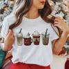 Camiseta de Mujer con Estampado Navideño Camisa Festiva Tops Cuello Redondo