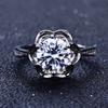Nuevo anillo de apertura con incrustaciones de imitación de diamante Mosan color D importado de EE. UU. con baño de pt950, anillo de flor de diamante de alto carbono para mujer