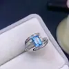 Anel de topázio natural puro anel de cristal rede completa superfície impecável topázio suíço pedra principal 5*7mm prata 925