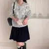 Estilo Coreano Outono e Inverno Novo Estilo Estilo Suave Flor Estéreo Suave e Macio Suéter de Lã Gola Redonda High-End Cardigan de Tricô Solto Jacket