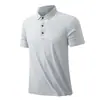 Camisa Polo con Sensación de Alta Gama para Hombre, Camiseta de Negocios sin Costuras con Sensación de Hielo, Top Holgado con Cuello de Solapa para Hombre, Ropa de Fitness de Manga Corta de Moda
