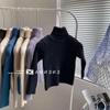Suéter Suave Ceroso Cálido Tejido para Niños y Niñas Otoño e Invierno Suéter de Cuello Alto Bebé Color Sólido Combinable Camisa Base Tejida para Niños