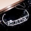 Collar Europeo y Americano Transfronterizo de Alta Gama con Letra REINA Reina Lujoso Brillante Diamante Ancho Cristal Collar